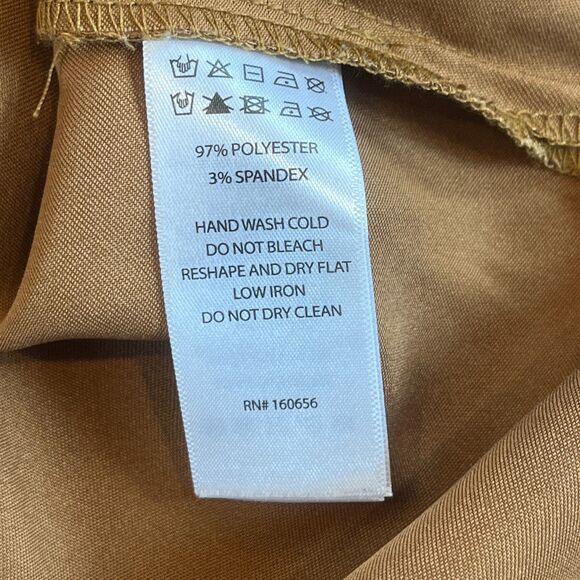 Rachel Zoe Copper Brown Satin Blouse Button Front Short Sleeves XL - Picture 6 of 7